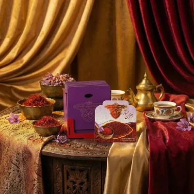 زعفران صادراتی زعفران با استند چوبی زعفران برای مهمونی